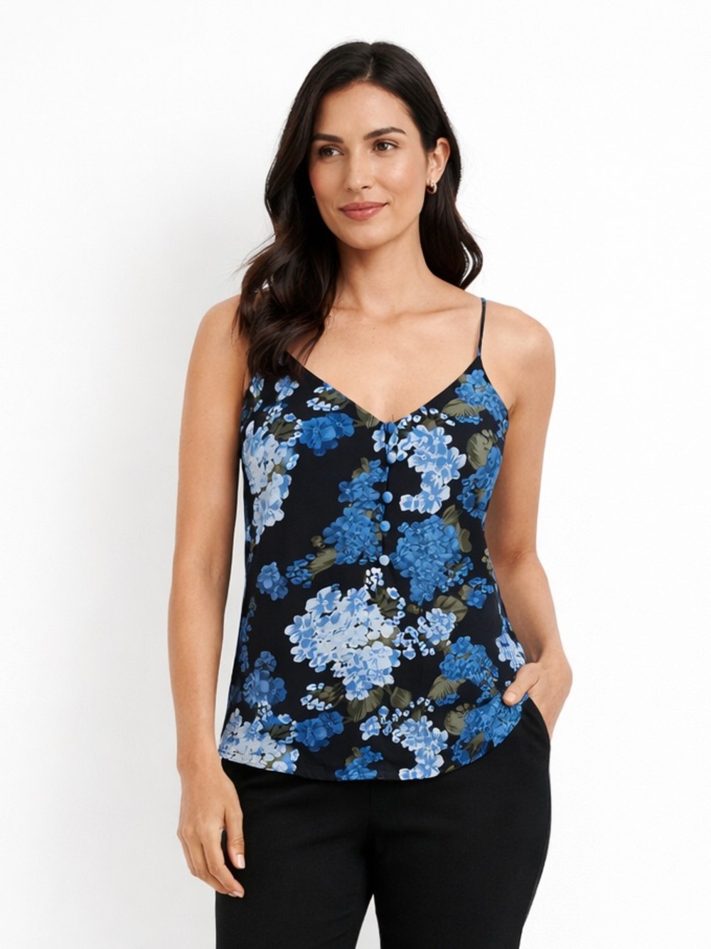 Ricki's Black Camisole with Blue Floral Print
